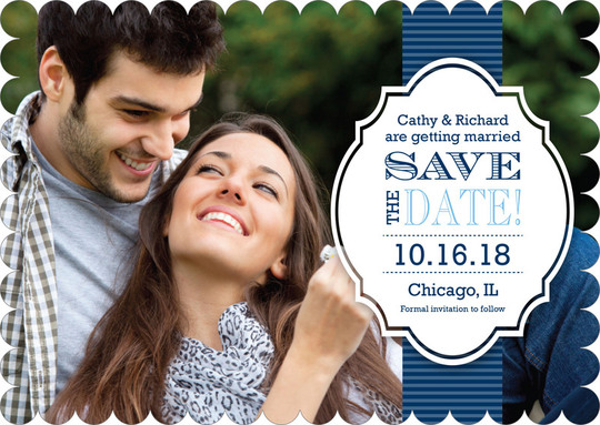 Navy Cherished Photo Save the Date Announcements